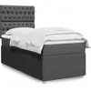 vidaXL Sommier à lattes de lit avec matelas Gris foncé 90x200 cm Tissu