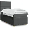 vidaXL Sommier à lattes de lit avec matelas Gris foncé 90x200 cm Tissu