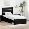 vidaXL Cadre de lit avec tête de lit Noir 90 x 190 cm Pin massif