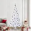 vidaXL Sapin de Noël artificiel blanc 210 cm PVC et acier