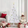 vidaXL Sapin de Noël artificiel blanc 150 cm PVC et acier