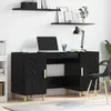 vidaXL Bureau avec porte Chêne noir 140 x 50 x 75 cm Bois d'ingénierie