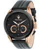 Montre sportive MASERATI en cuir noir - Quartz - Analogique - Etanche 10 ATM