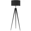 Lampadaire trépied en métal abat-jour en tissu ibis - noir