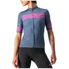 Maillot Castelli Fenice manche courte bleu acier rose fluo femme - M