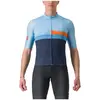 Maillot Castelli A Blocco à manches courtes Bleu Noir, Taille XXL