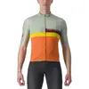 Maillot Castelli A Blocco manche courte vert pâle orange multicolore - S