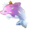 BALLON ALUMINIUM DAUPHIN COURONNE 62X57CM