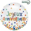 Non communiqué ballon aluminium rond anniversaire confettis 46cm blanc - grabo g78156-p