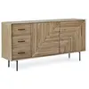 HELLIN Buffet en bois de manguier 2 portes 3 tiroirs pieds métal noir l160 - manaus