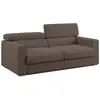 Divani.store Dylan Canapé avec pouf extractible en tissu effet coton imperméable T13 188 cm brun