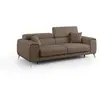 Divani.store Fusion Canapé avec assises coulissantes en tissu doux antitache T05 215 cm brun