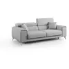 Divani.store Fusion Canapé avec assises coulissantes en tissu doux antitache T05 215 cm gris
