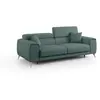 Divani.store Fusion Canapé avec assises coulissantes en tissu doux antitache T05 215 cm vert