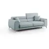 Divani.store Fusion Canapé avec assises coulissantes en tissu doux antitache T05 185 cm bleu pastel