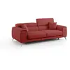 Divani.store Fusion Canapé avec assises coulissantes en tissu doux antitache T05 215 cm rouge