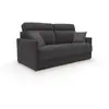 Divani.store Margot Canapé lit convertible au dossier haut et moelleux en tissu doux imperméable T02 176 cm (mat. 140x197) noir