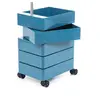 Caisson sur roulettes 5 tiroirs bleu 360° Container - Magis