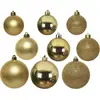 Mobili Rebecca Ensemble de 26 boules de Noël en plastique doré jaune, Ø 6/8/10 cm