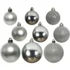 Mobili Rebecca Ensemble de 26 boules de Noël en plastique gris argenté, Ø 6/8/10 cm
