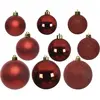 Mobili Rebecca Ensemble de 26 boules de Noël en plastique rouge, Ø 6/8/10 cm