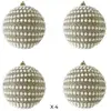 Mobili Rebecca 4 boules de Noël avec perles couleur dorée ø 10 cm