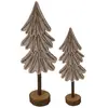 Mobili Rebecca Ensemble de 2 Mini Sapins de Noël en Feutre Gris Marron avec Socle en Bois