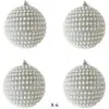Mobili Rebecca 4 boules de Noël avec perles couleur argent ø 10 cm