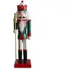 Casse-noisette statuette de Noël en bois avec couronne noire H 35 cm