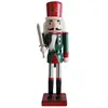 Casse-noisette statuette de Noël en bois avec chapeau rouge H 35 cm