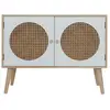 Buffet bas de style scandinave avec 2 portes en bois marron et blanc