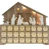 Mobili Rebecca Calendrier de l’Avent forme de maison marron 24 tiroirs et lumières