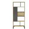 Mobili Rebecca Bibliothèque Kanak 163,5x72x25 Panneau de particules PVC Chêne clair Gris Foncé Moderne