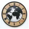 Horloge Murale Ronde Rétro Marron Noir Mdf Analogique 50x50x4,5