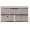 Commode à 5 tiroirs en métal et tissu blanc beige - MOBILI REBECCA
