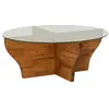 Dmora Table basse califfi, table basse, porte-revues pour canapé, etagère de salon, 92x92h36 cm, chêne