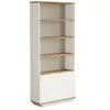 DMORA Bibliothèque Dmartine, Etagère de bureau, Porte-livre mobile, Librairie, 75x27h168 cm, Chêne et Blanc