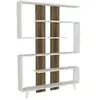 DMORA Bibliothèque spodumene, etagère de bureau, porte-livre mobile, librairie, 120x20h162 cm, blanc et noyer