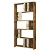 DMORA Bibliothèque scapolita, etagère de bureau, porte-livre mobile, librairie, 90x20h180 cm, noyer et marbre blanc