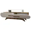 DMORA Meuble tv baghdad, buffet de salon, armoire basse pour tv, base murale de rangement, 145x37h50 cm, noyer et blanc
