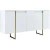 Buffet Dgarzitt - Dmora - Mélamine - Blanc, or 160x40h80 cm