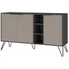 DMORA Buffet Dpenz, Buffet du salon, Commode de salon, Garde-manger de cuisine, 142x36h83 cm, Anthracite et Beige
