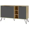 Buffet Dpenz - Dmora - Mélamine - Chêne, Anthracite 142x43.8h83 cm