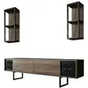 Dmora Meuble TV effet bois beige, noir 180x30  cm