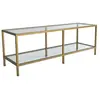 DMORA Meuble TV Dklaasse, Buffet de salon, Armoire basse pour TV, Base murale de rangement, 130x40h45 cm, Or