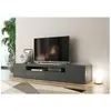 DMORA Meuble TV effet bois anthracite brillant 200x40 cm