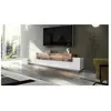 DMORA Meuble TV effet bois blanc brillant, beige 200x45 cm