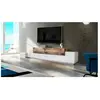 DMORA Alter Meuble TV avec 3 portes - Blanc brillant et érable