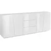 Dmora Buffet effet bois blanc brillant 220x43 cm