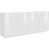 DMORA Buffet Oscar, 200x43h86 cm, Blanc brillant